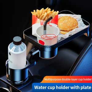 Car 360-Degree Rotating Dinner Plate Car Beverage Coffee Burger Water Cup Small Table Rack